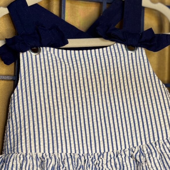 Tahari Girls Seersucker Anchor Nautical Dress Blue White Size 6 - Picture 6 of 8